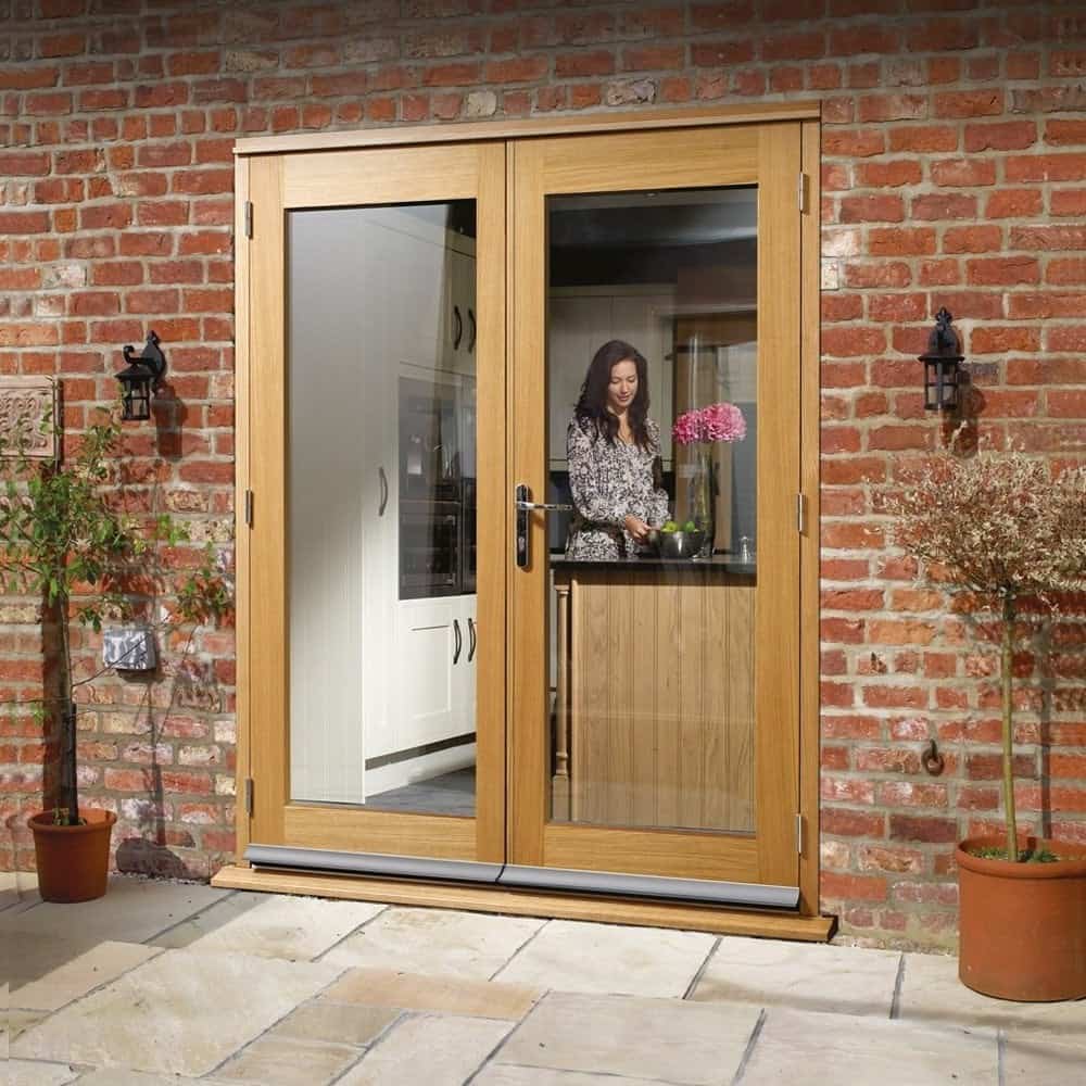 Pre-finished oak French door set