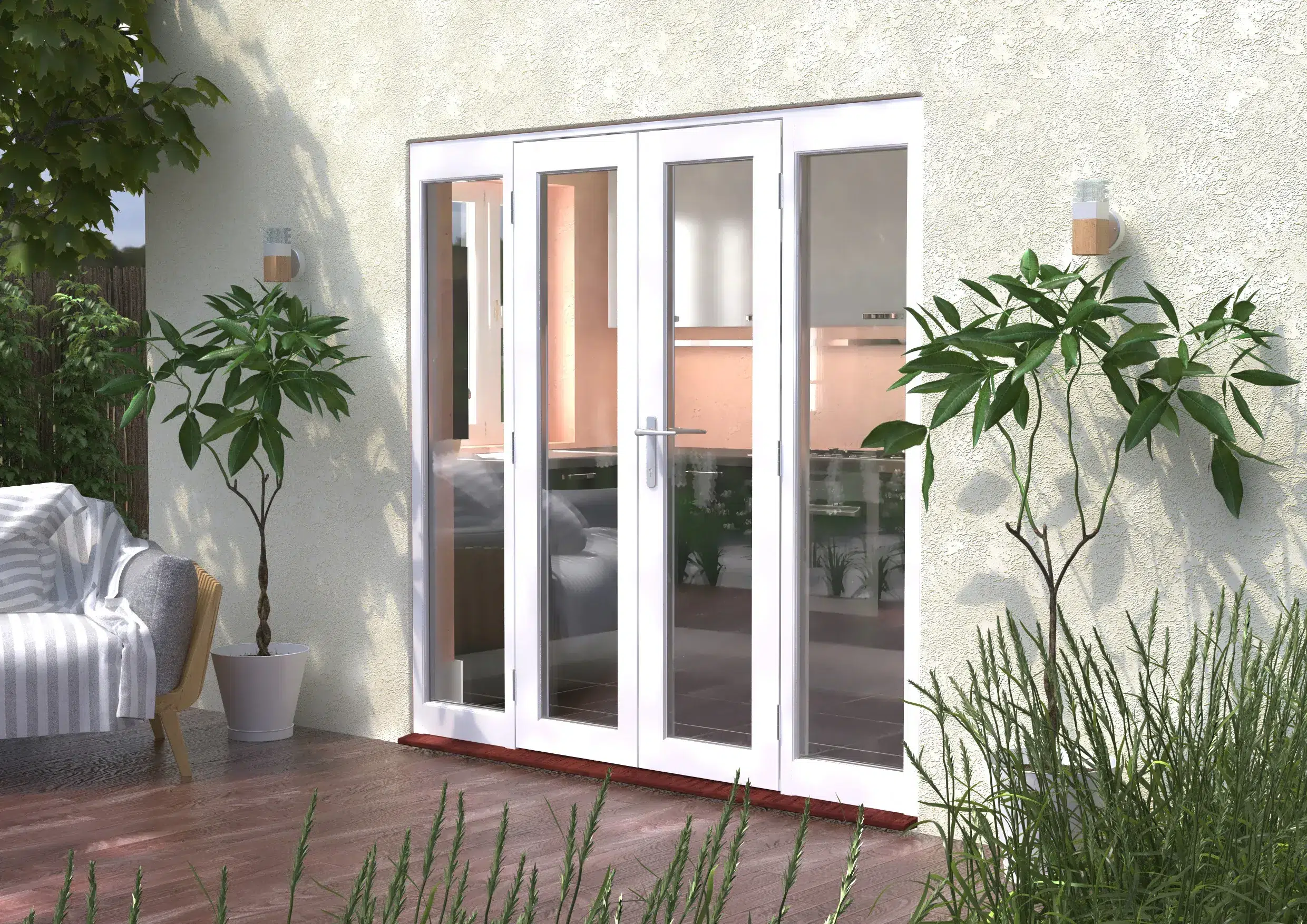 Modern patio doors leading to a garden